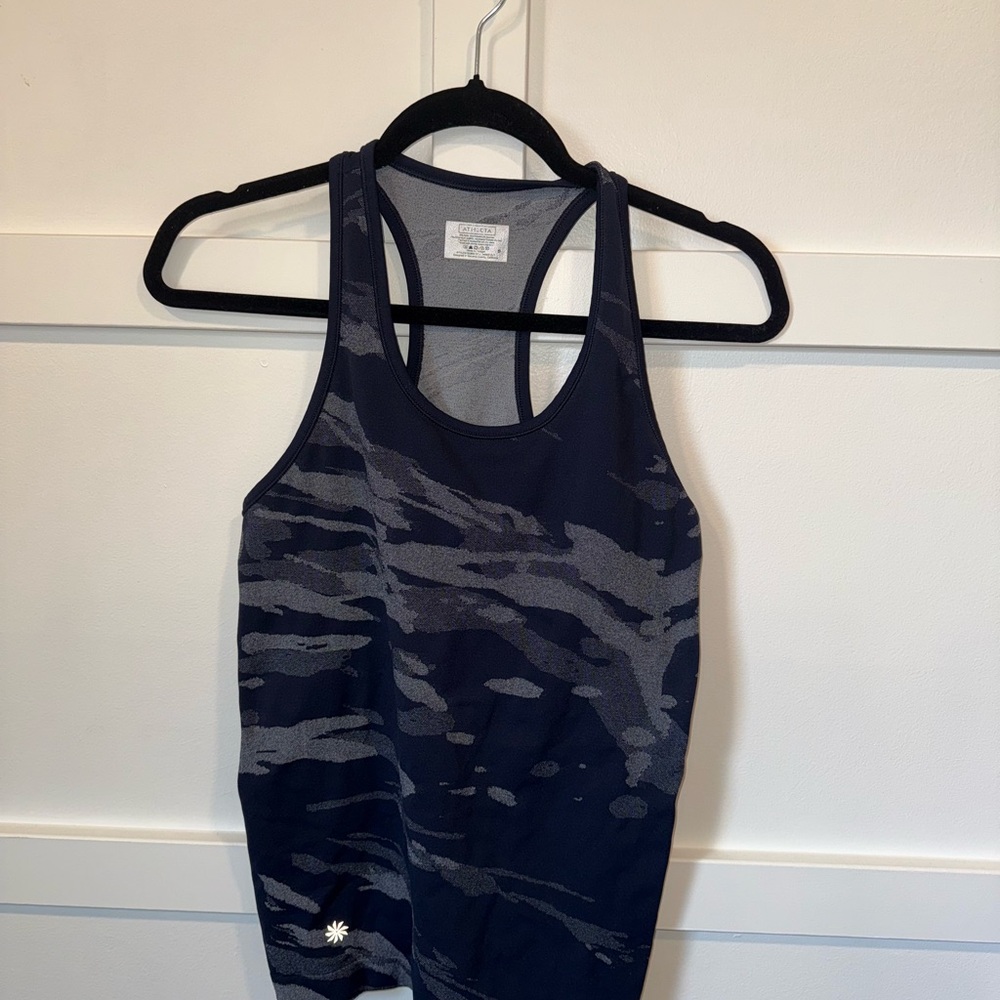 Athleta Dark Blue Patterned Tank Top